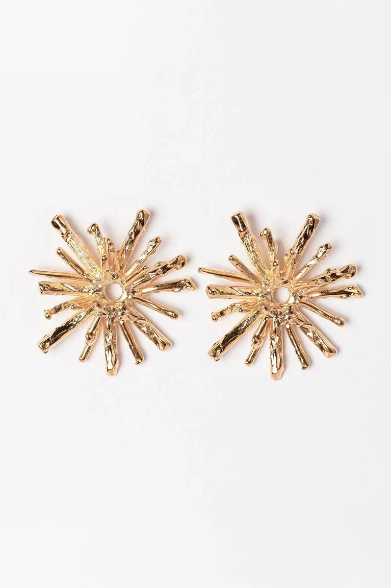 18K Gold Plated Spike Post Earrings