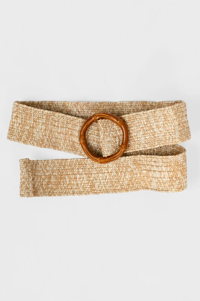 Beige Multi Wide Braided Belt