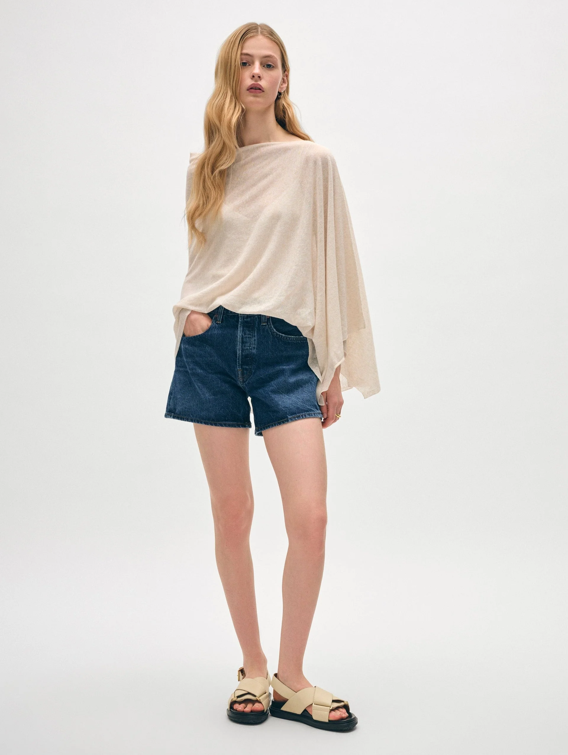 Calico Cream Linen Gauze Poncho