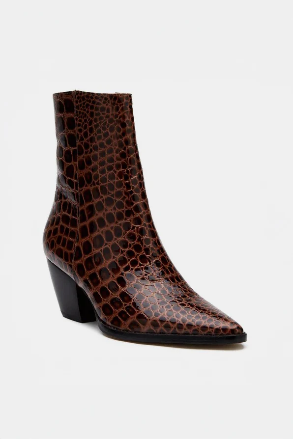 Chocolate Croc Ankle Boot
