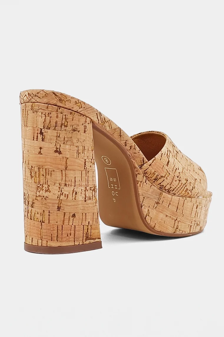 Cork Chunky Heel Esther Sandal - Image 2