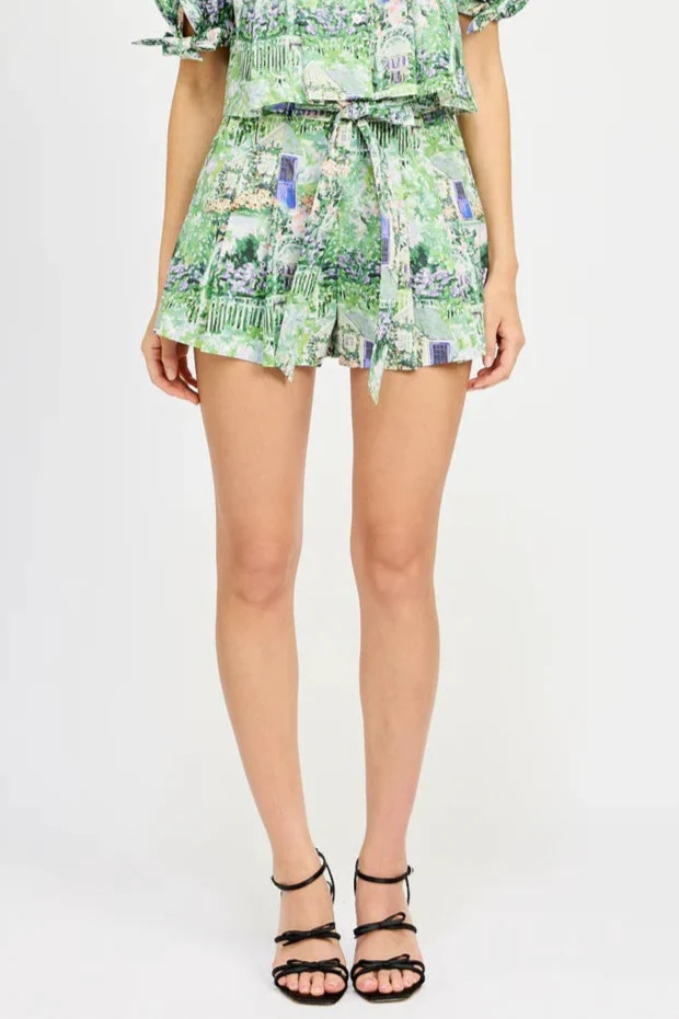 Green Violet Molly Belted Shorts