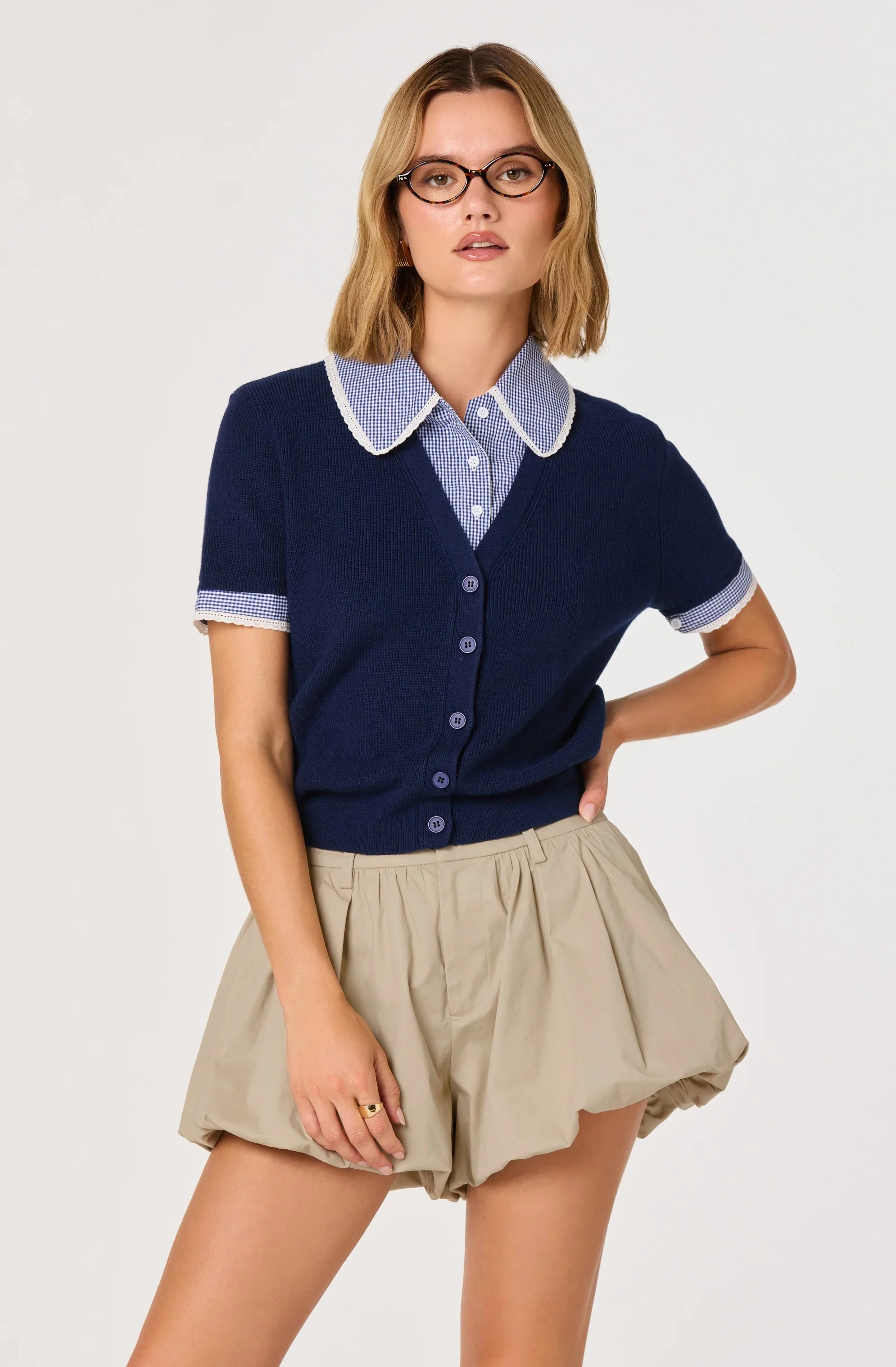 Navy Plaid Marlee Cardigan