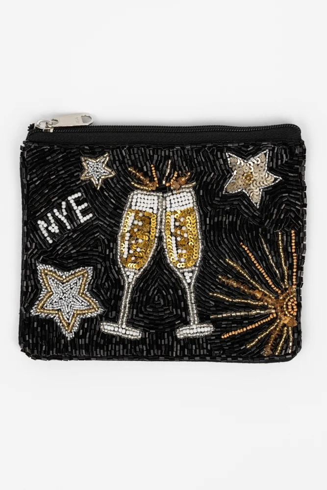 New Year's Eve Beaded Pouch
