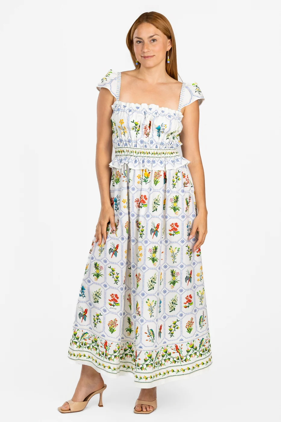 Off White Tropical Porcelain Maxi Dress